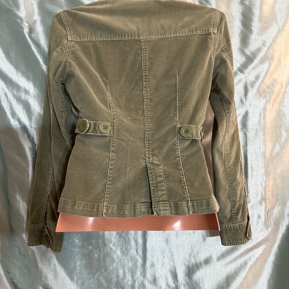 Tailored, olive, corduroy, super stretch structured blazer, No Boundaries, Jr M - Picture 6 of 7